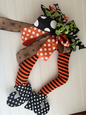 Witch Legs DIY Project Bow For Wreath Halloween Orange, Black Green Final Sale